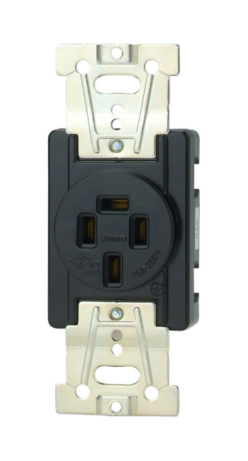 埋込接地コンセント 3PE 15A-250V 黒色