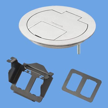 フラット型フロアコン ブランク 2個口 取付金具付 電線管工事用