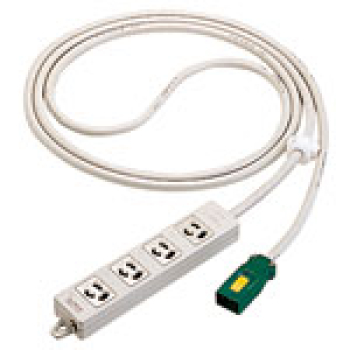 ハーネス用OAタップ 接地2P15A 125V 抜止 電源表示ランプ付 4コ口 5m グレー キャブタイヤケーブル付