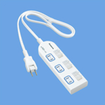 ザ・タップX 3コ口 個別防水スイッチ付 スナップキャップ 1mコード付 ホワイト