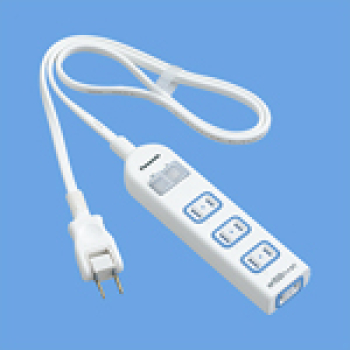ザ・タップX 4コ口 一括防水スイッチ付 スナップキャップ 1mコード付 ホワイト