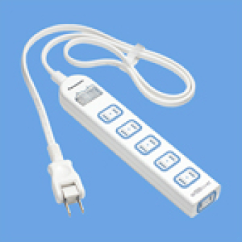 ザ・タップX 6コ口 一括防水スイッチ付 スナップキャップ 1mコード付 ホワイト