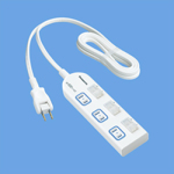 ザ・タップX 3コ口 個別防水スイッチ付 スナップキャップ 2mコード付 ホワイト