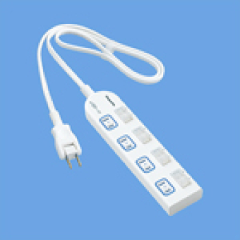 ザ・タップX 4コ口 個別防水スイッチ付 スナップキャップ 2mコード付 ホワイト