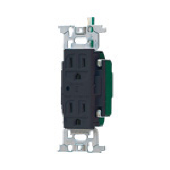 フルカラー 医用埋込アース付ダブルコンセント 15A 125V 通電表示ランプ付 チョコ